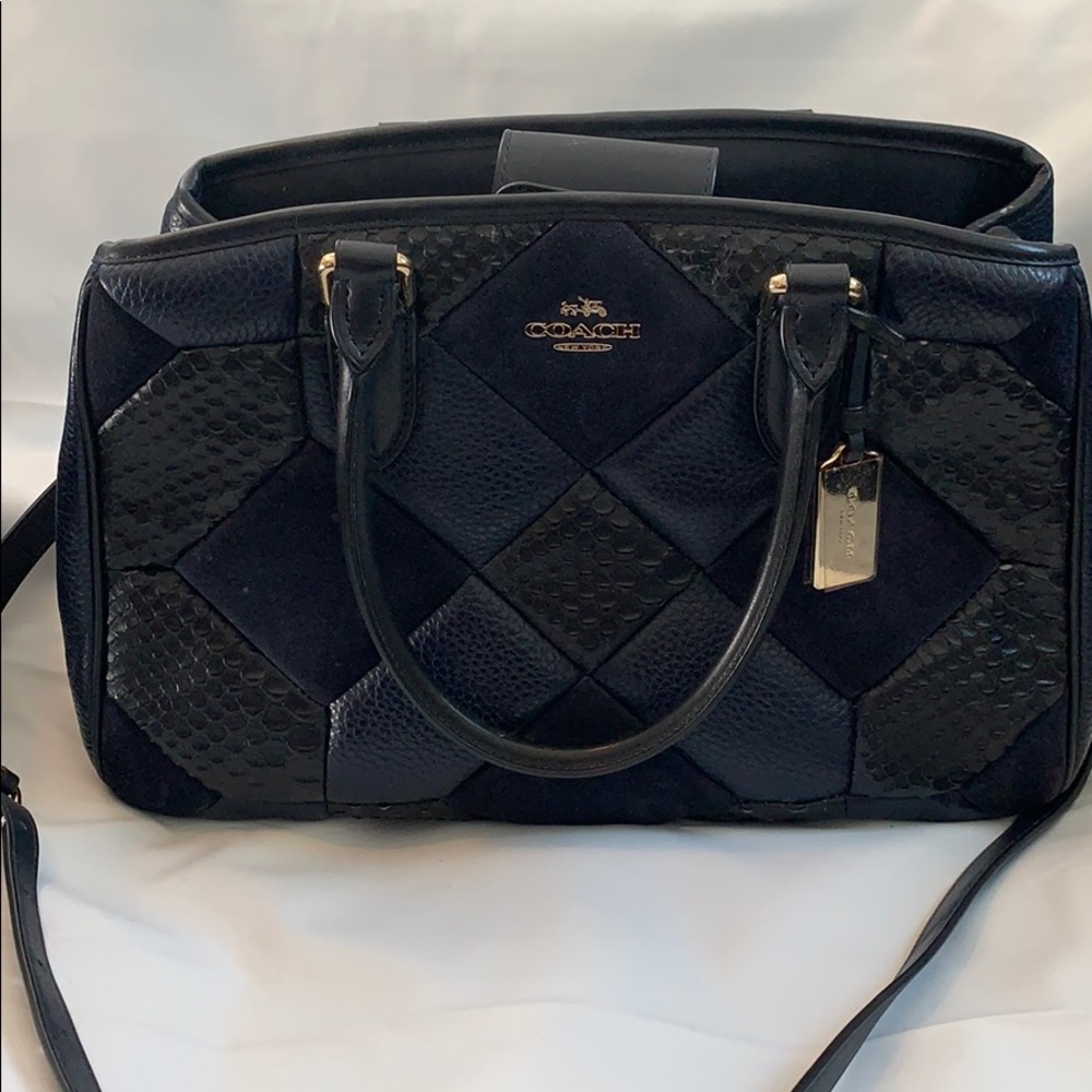 Coach Navy Patchwork Leather Mini Crossbody Bag